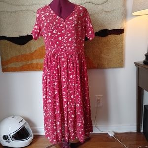 90s Floral Button Down Dress